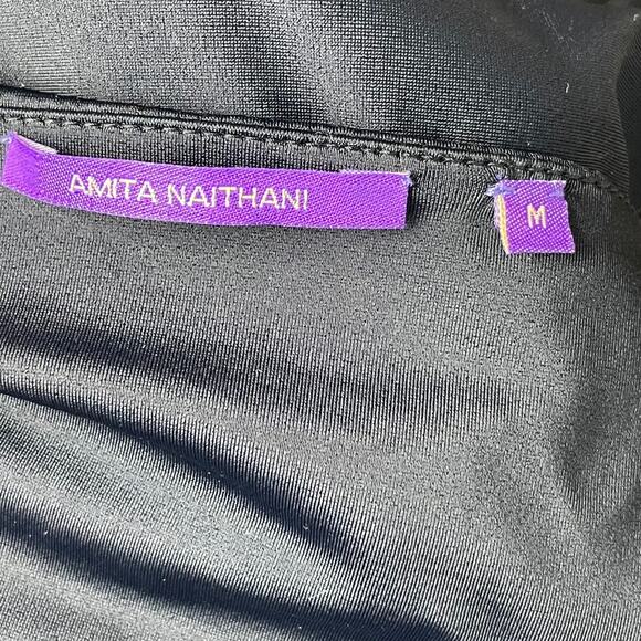 Amita Naithani Swim One Piece Halter Top Black Embroidered Size‎ M - Picture 8 of 9